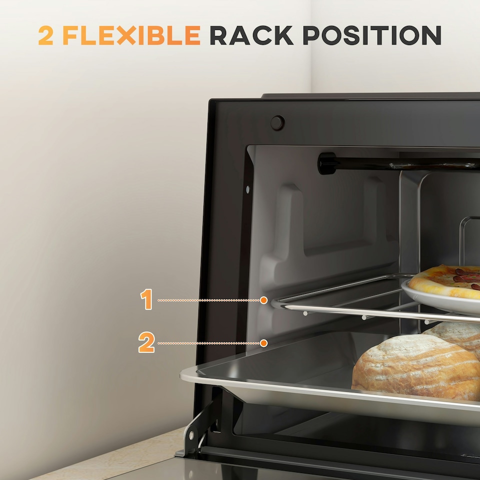image 1 of HOMCOM Mini Oven 9L Countertop Toaster Oven with Timer Control 750W Black