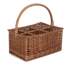 Wicker Double Steamed 6 Bottle Carrier Drinks Basket