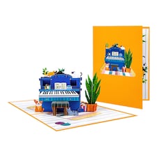 Piano & Cats Scene Whimsical 3D Pop Up Greeting Card