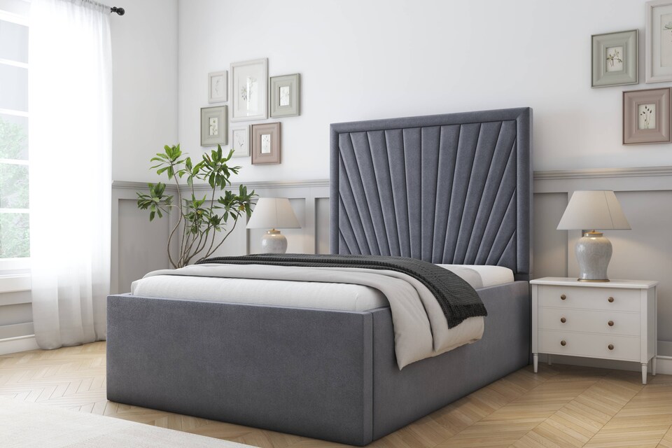 image 1 of Sloomy Somerset Steel Plush Bed Frame With Mattress With 50" Upholstered Headboard 4' Small Double