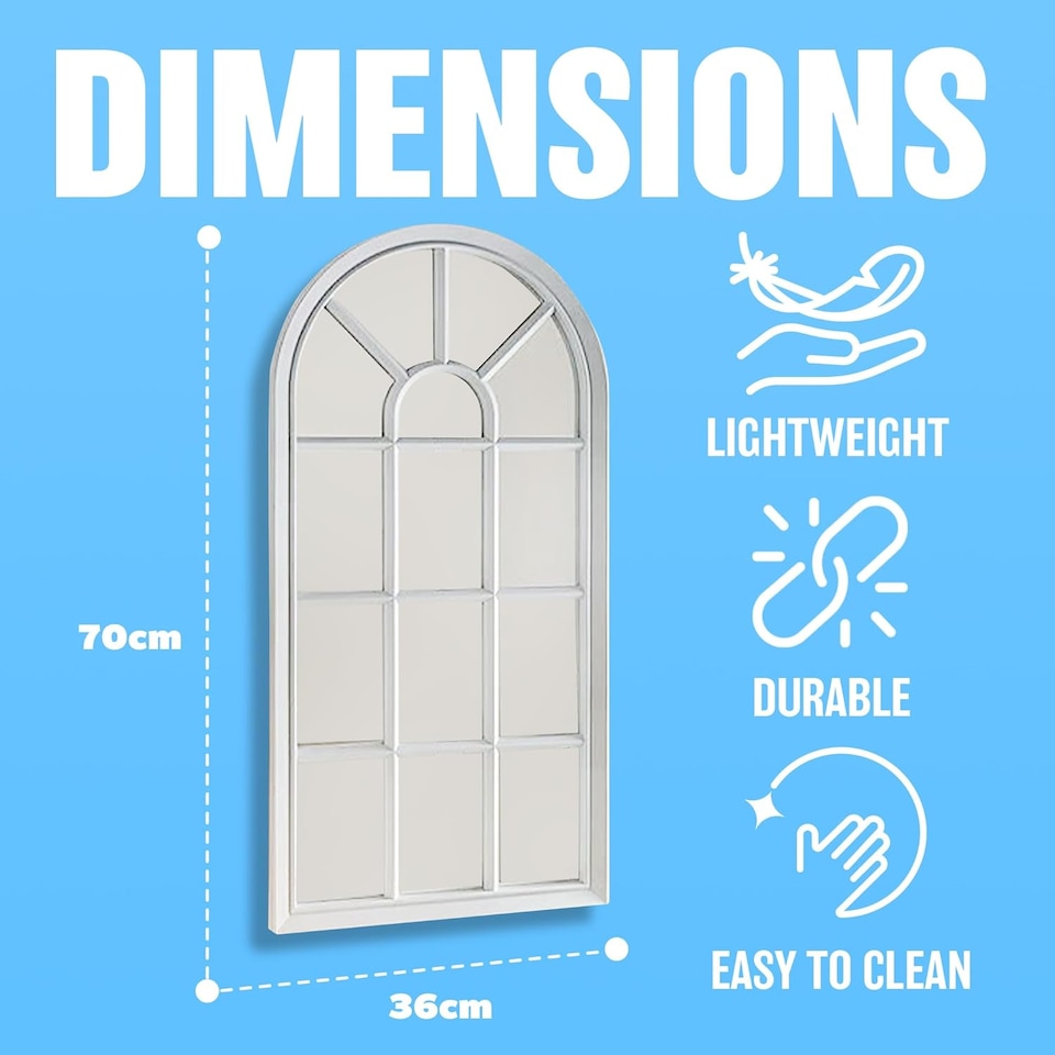 image 1 of Window Style Mirror Living Room Decor Hallway Home Panel Wall Glass 70cm Garden