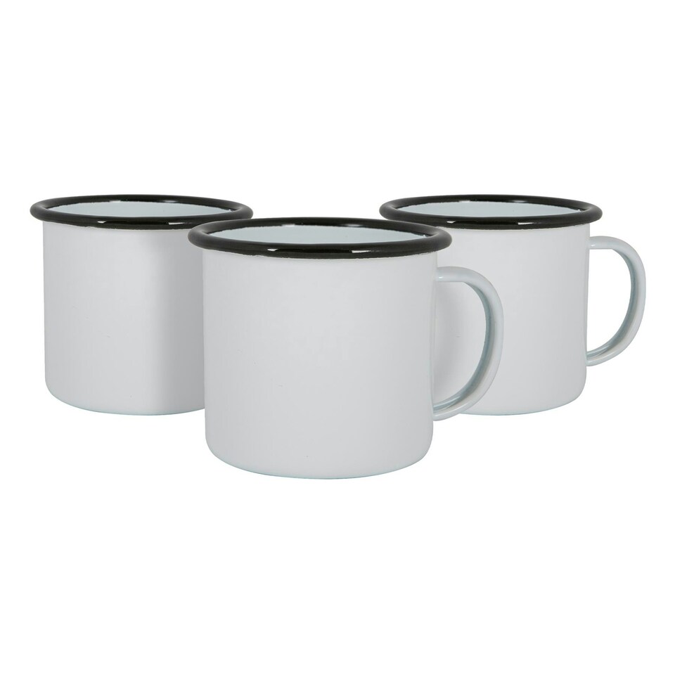 image 1 of Argon Tableware White Enamel Mugs - 375ml - Black - Pack of 6 Black