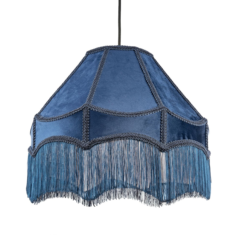 image 1 of Traditional Victorian Empire 40cm Lamp Shade in Navy Midnight Blue with Tassels | Blue | Midnight Blue | 1