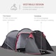 image 8 of Outsunny 3 Man Camping Tent w/ 2 Rooms Porch Vents Rainfly Weather-Resistant