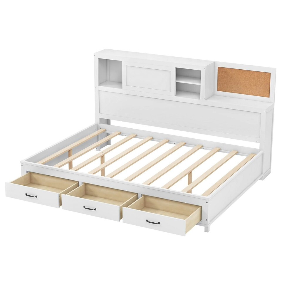 image 1 of COSTWAY  Double Guest Daybed Frame with 3 Storage Drawers