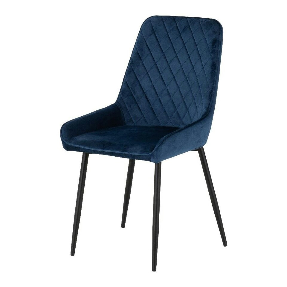 image 1 of Athens Dining Set with 4 Avery Velvet Chairs Blue | Concrete Effect/Sapphire Blue