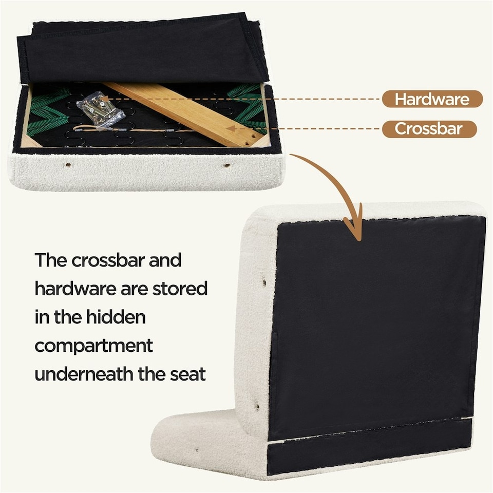 image 1 of Yaheetech Fabric Accent Chair with Rattan Sides Rubberwood Legs | White | Ivory