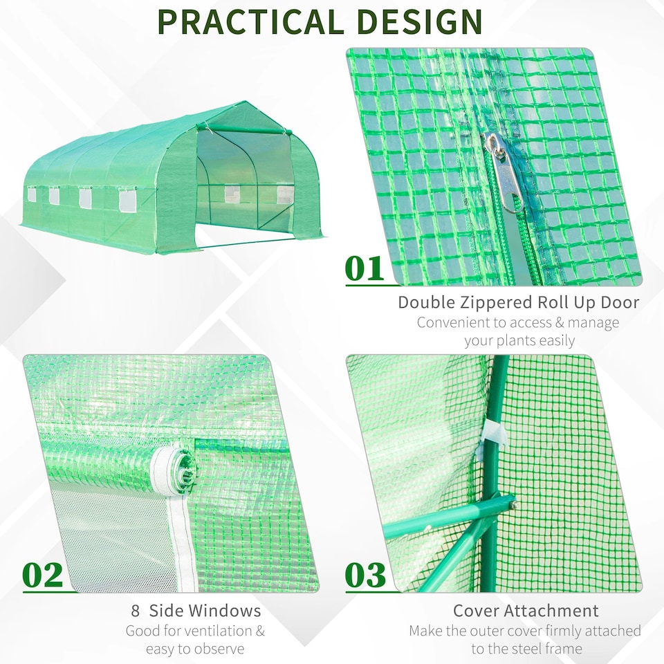 image 1 of Outsunny 6 x 3M Walk in Polytunnel Greenhouse Large Outdoor Grow House w/ Door