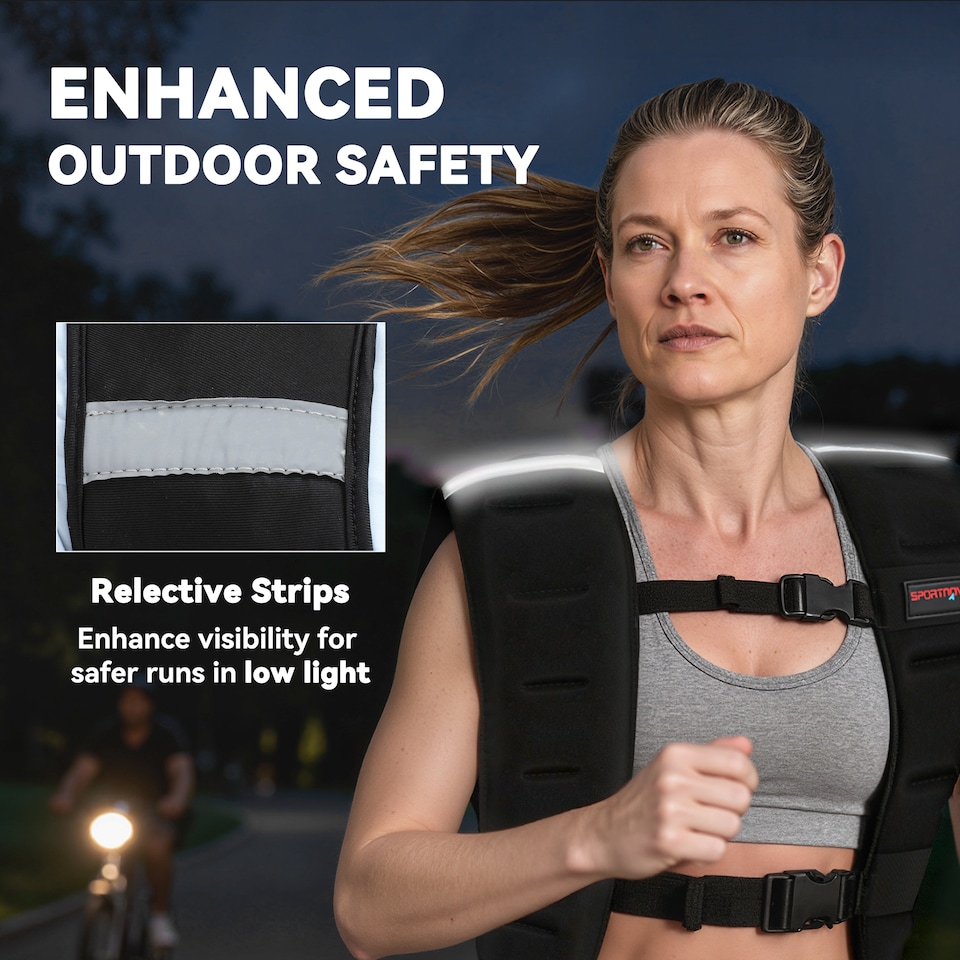 image 1 of SPORTNOW 10kg Weighted Vest with Adjustable Straps and Reflective Strips | Black