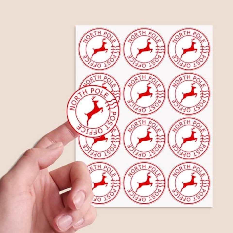 image 1 of Christmas White North Pole Round Stickers 60mm - Sheet of 12