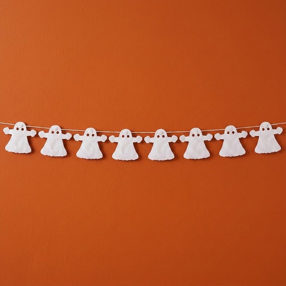 image 1 of Ghost White Paper Garland Halloween Hanging Decoration 3m