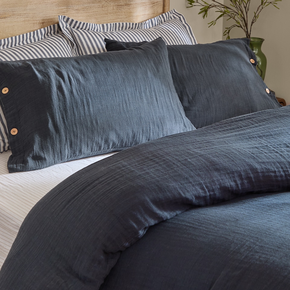 image 1 of Yard Lark Muslin Cotton Duvet Cover Set | Cream | Natural | Double