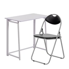 Harbour Housewares Deluxe Folding Wooden Desk & Chair Set - Lilac/Black | White | Lilac/Black