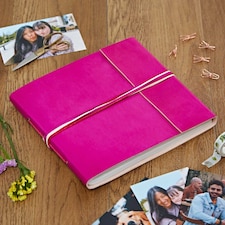 Large Coloured Distressed Leather 3-String Photo Album