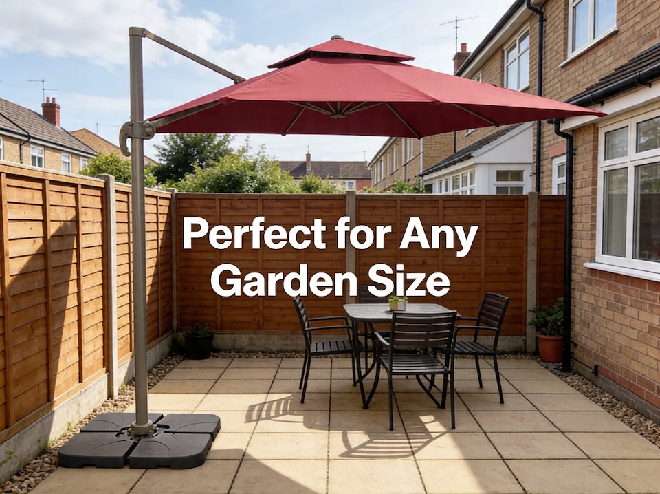 image 1 of 3m Red Octagon Parasol With Cross Base and 65mm Aluminium Pole Sun Shade Garden Outdoor Beach Patio