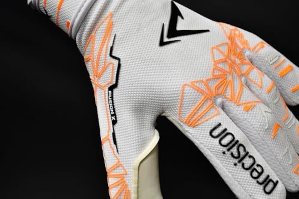 image 1 of ​​Precision Fusion X Pro Lite Giga Professional Football All Ages Goalkeeper Gloves, White Orange, 8