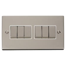SE HOME Pearl Nickel 10A 6 Gang 2 Way Ingot Light Switch | Silver | Pearl Nickel