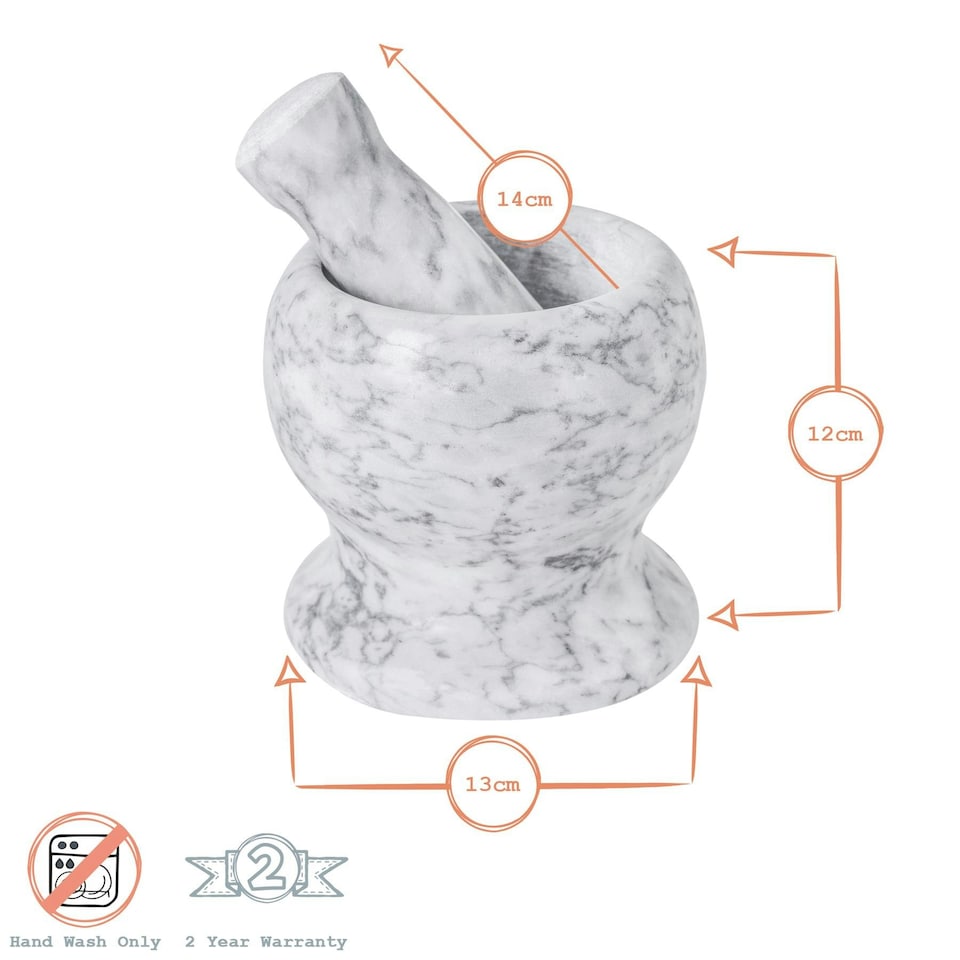 image 1 of Argon Tableware Marble Pestle & Mortar Set - 13cm - Grey