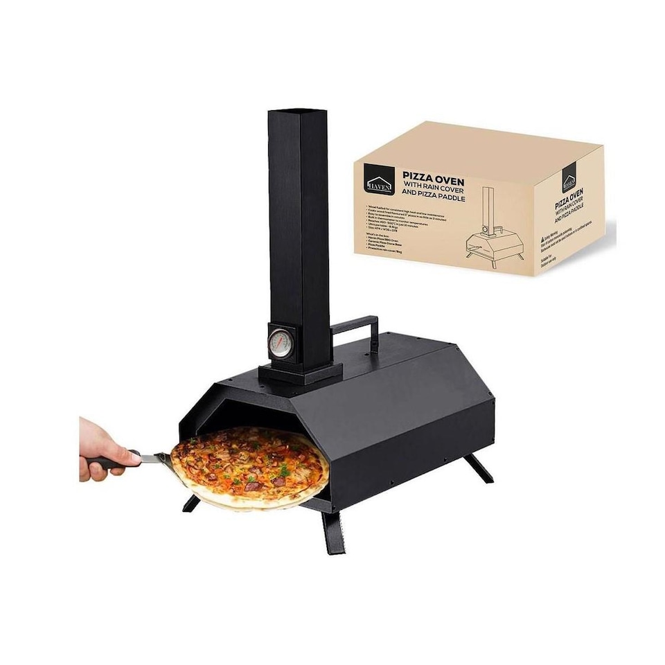 image 1 of Haven Outdoor Wood Fired Pizza Oven with Pizza Stone, Pizza Paddle & Rain Cover