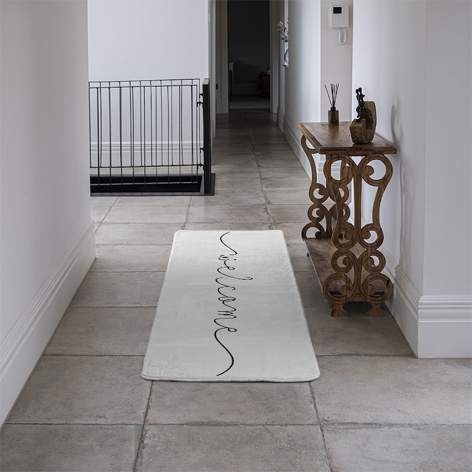image 1 of Text Welcome Designer Runner Rug | Multi