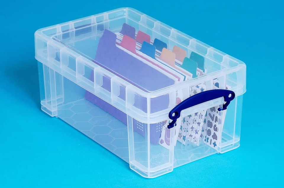 image 1 of Really Useful Plastic Storage Box 5 Litre XL Lid CLEAR Pack of 3