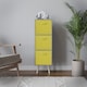 image 3 of Cedar Grey 3-Tier 3-Drawer Cube Shelving Unit with Scandinavian Legs | Yellow | Yellow & Pine | 1