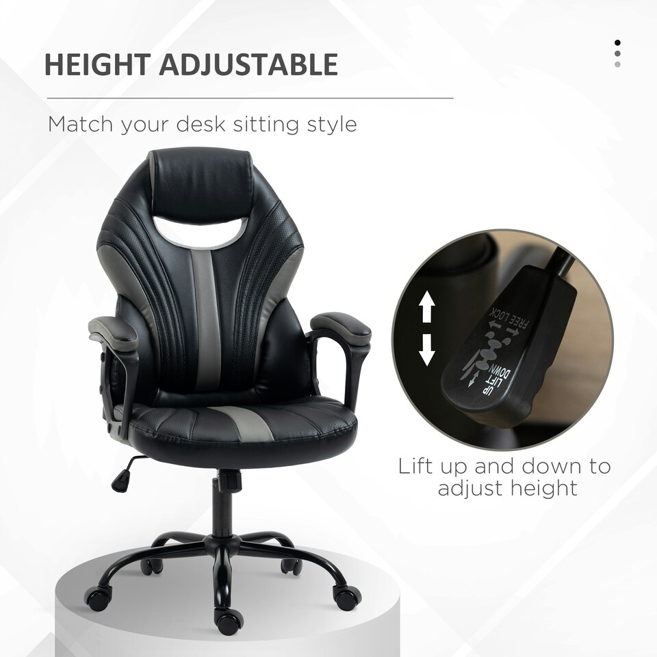 image 1 of Vinsetto Racing Gaming Chair Gamer Chair with Armrests Swivel Wheels, Black