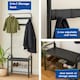 image 2 of Harbour Housewares Curved Steel Coat Rack with Shoe Storage Bench - Coat Rack Coat Stand Hat Stand Hooks Shoe Storage Clothing Rail Unit S