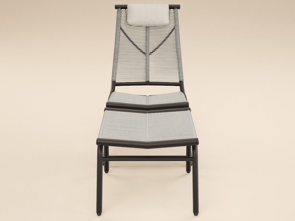 image 1 of SOLACE+CO Esen Set of 2 Garden Lounge Chairs with Footstool Dark Brown