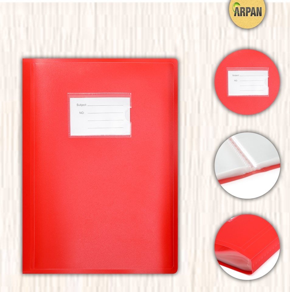 image 1 of ARPAN A4 Display Book Folder for School, Filing, Storage, Interviews, CVS & Presentations, Flexible Cover, A4 Display Folder with 104 Pockets 208 Sides