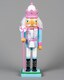 image 4 of 25cm Pink Wooden Nutcrackers Soldiers King Drummer Christmas Ornament 4pcs Set
