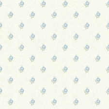 Sample of Ditsy Posy Wallpaper in Blue and Sage on Cream Multi