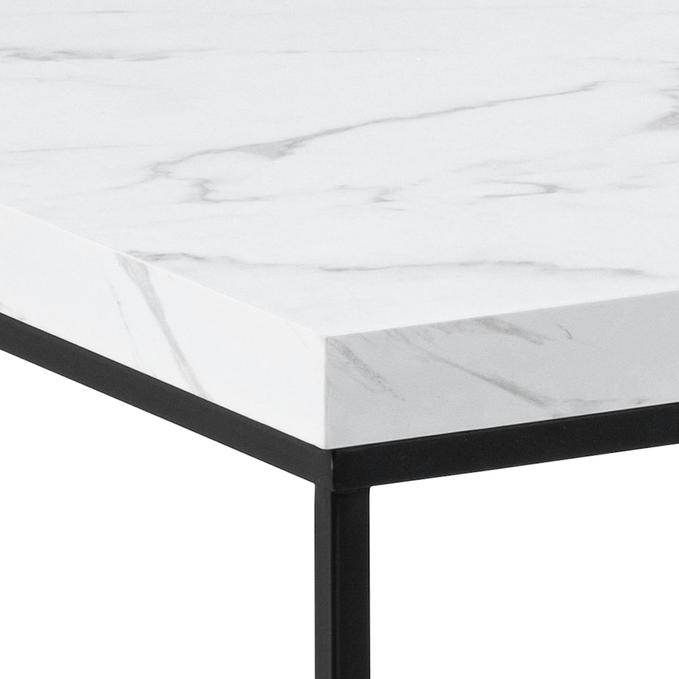 image 1 of Barossa Coffee Table with White Marble Effect Top & Black Steel Base 110x55x45cm