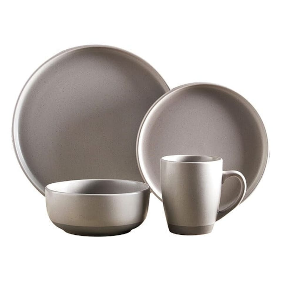 image 1 of Barbary & Oak Avena 16 Piece Dinnerware Set Grey