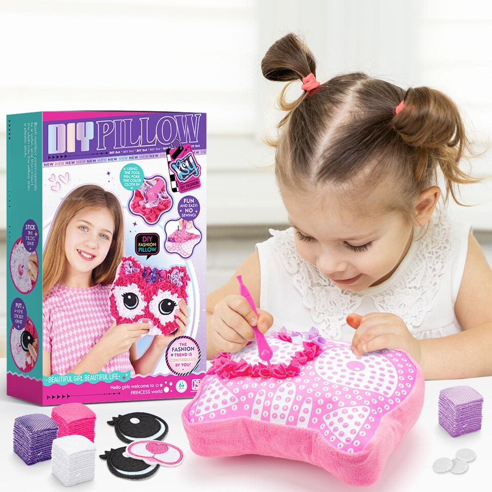 image 1 of DIY Animal Doll Pillow Craft Toy for Kids Cotton Fabric