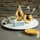 image 2 of Interiors by Premier Dolomite Gold 3 Piece Bathroom Set, Ceramic Bath Accessories Set, Lotion Dispenser, Tumbler, And Soap Dish