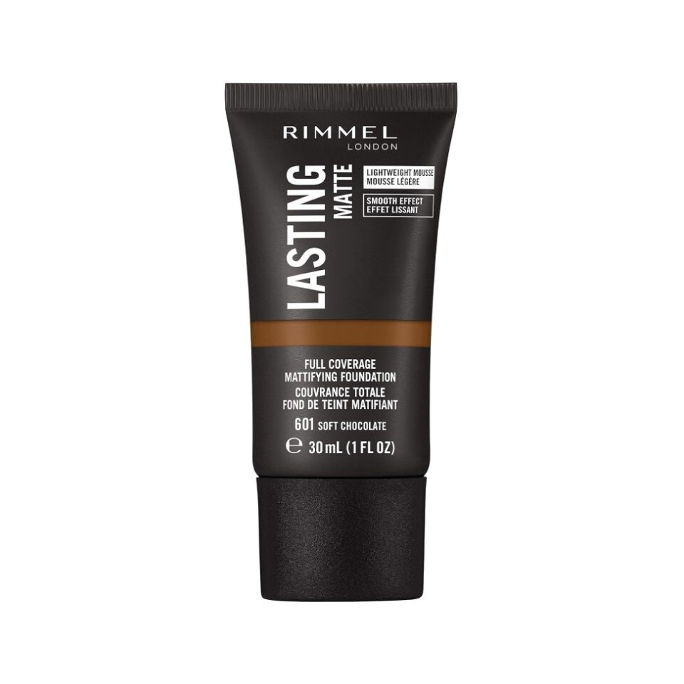 Rimmel Lasting Matte Full Coverage Mattifying Foundation 601 Soft Chocolate 30ml N/A