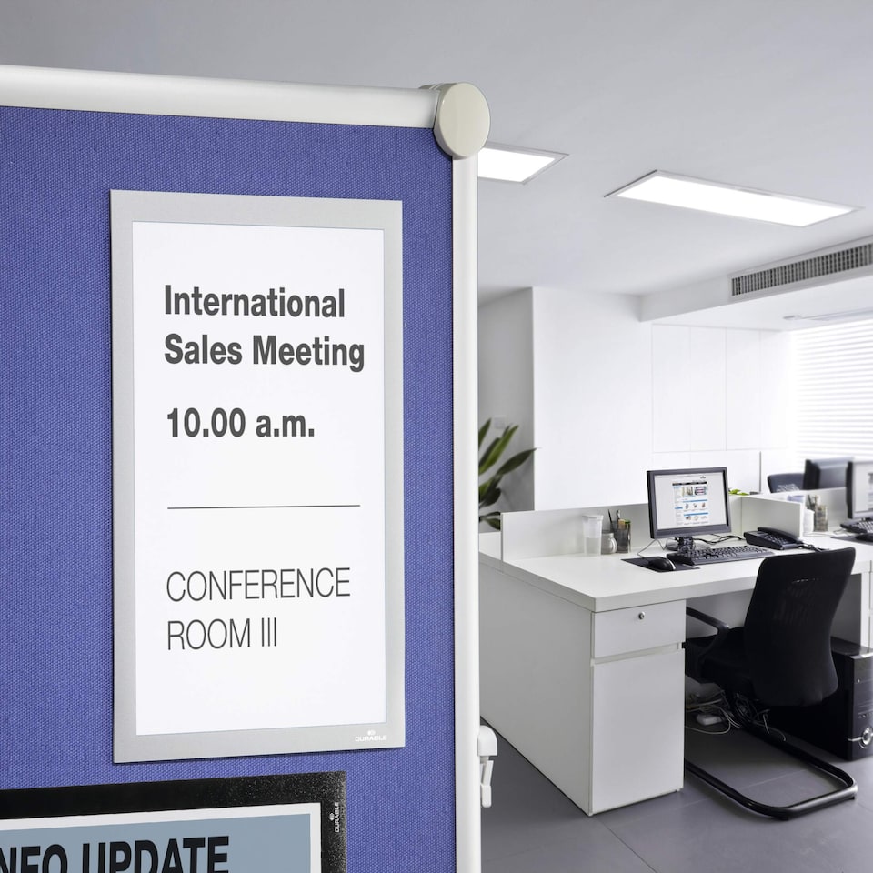 image 1 of Durable DURAFRAME GRIP Fabric Adhesive Magnetic Signage Frame | A4 | Silver | Silver