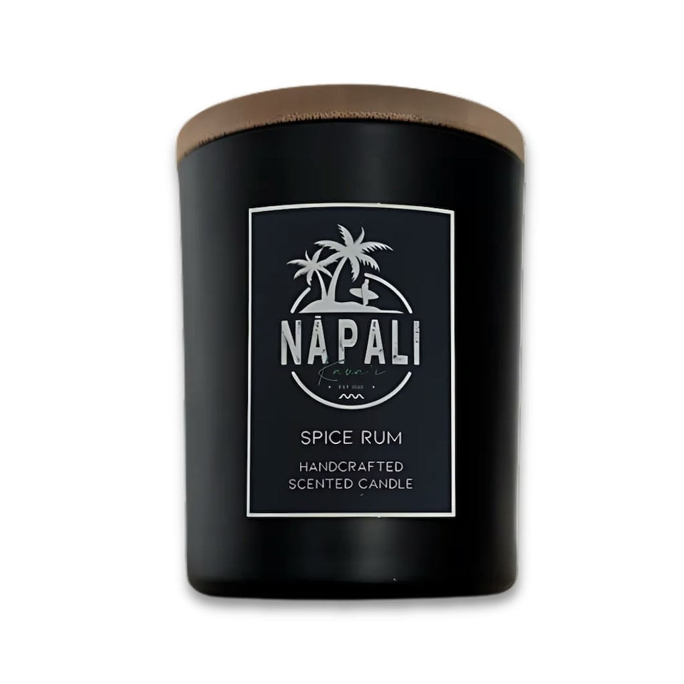 image 1 of NĀ PALI Handcrafted Hawaiian Candle | Crackling Wick | SPICE RUM Black | One Size
