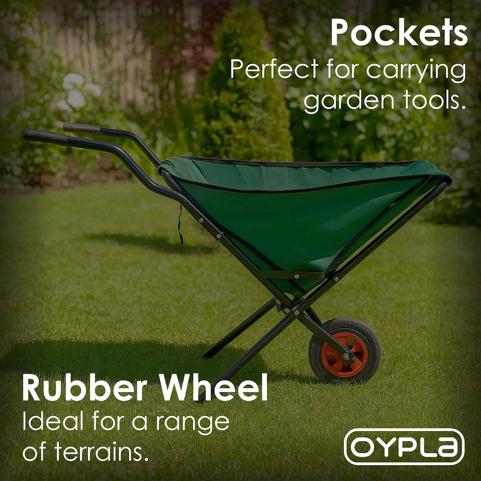 image 1 of Lightweight Folding Garden Wheelbarrow Foldable Wheel Barrow