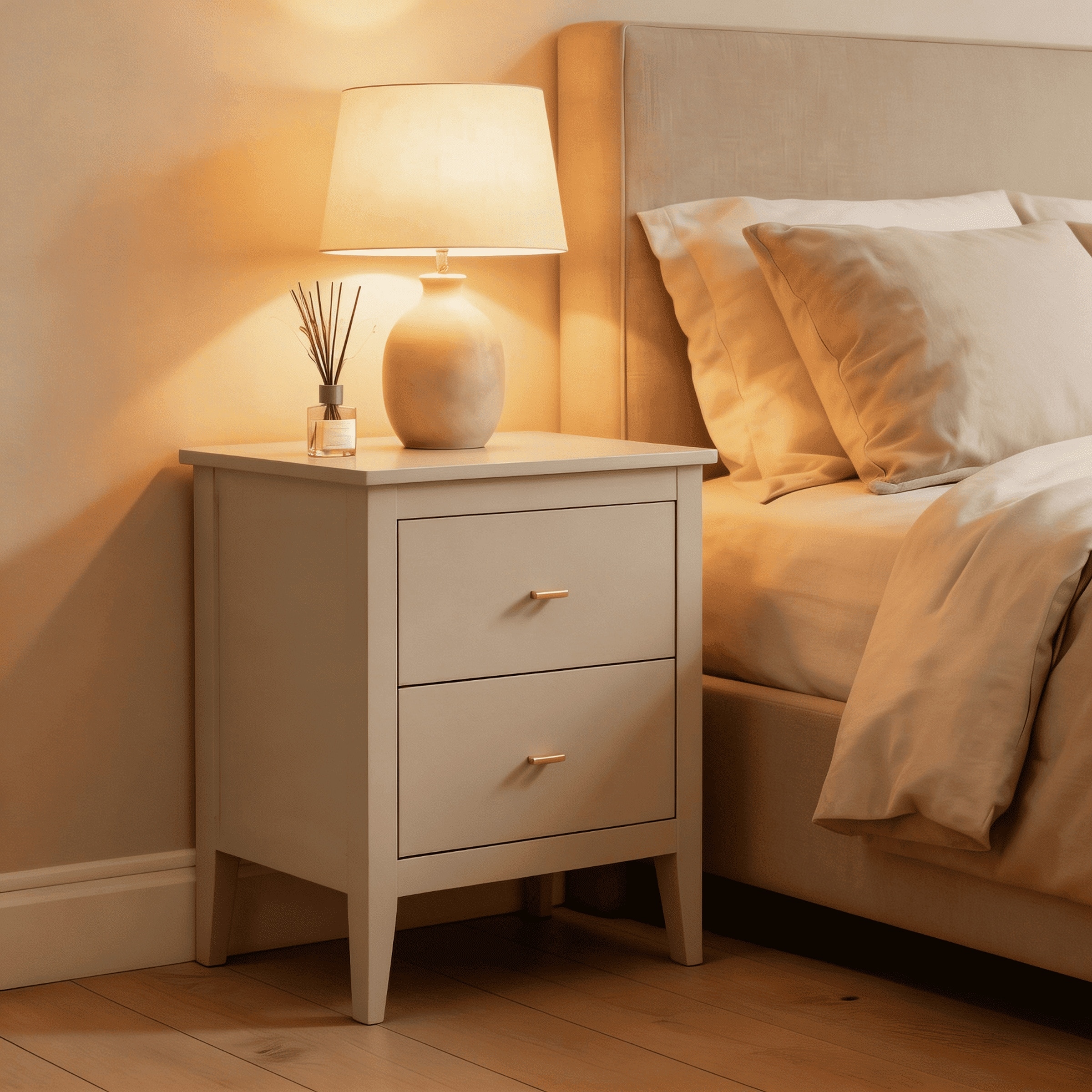 Grace 2 Drawer Bedside Cabinet Nightstand Bedside Lamp Table Bedroom Furniture