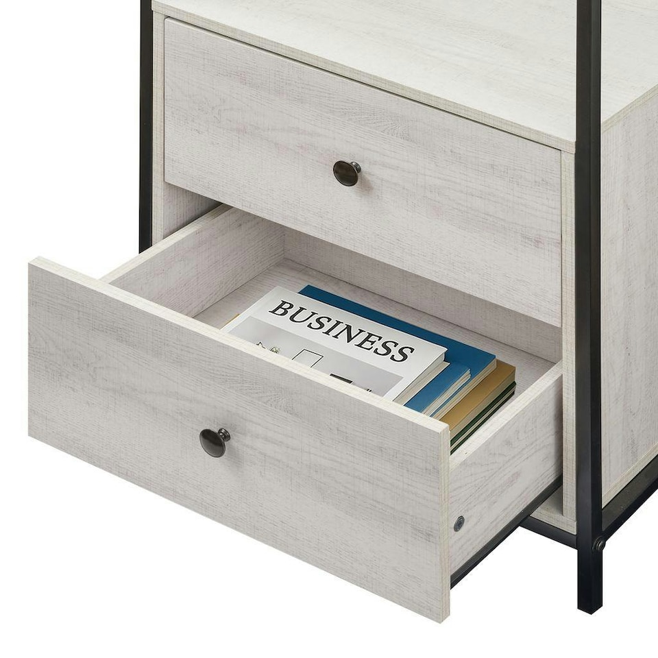 image 1 of Alva Open Wardrobe with 2 Drawers White | White Oak