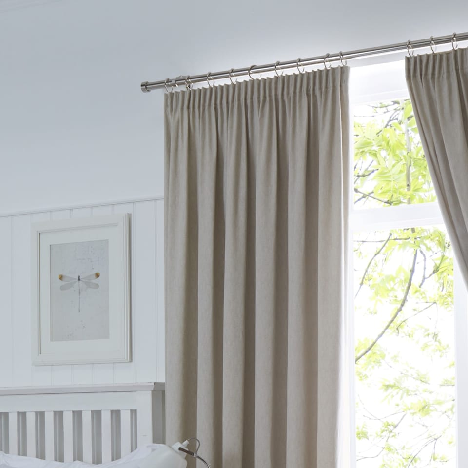 image 1 of Fusion Dijon Pencil Pleat Curtains Natural