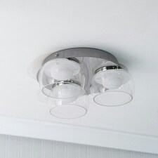 ValueLights Alissa Polished Chrome IP44 3 Way Clear Glass Integrated LED Ceiling Light