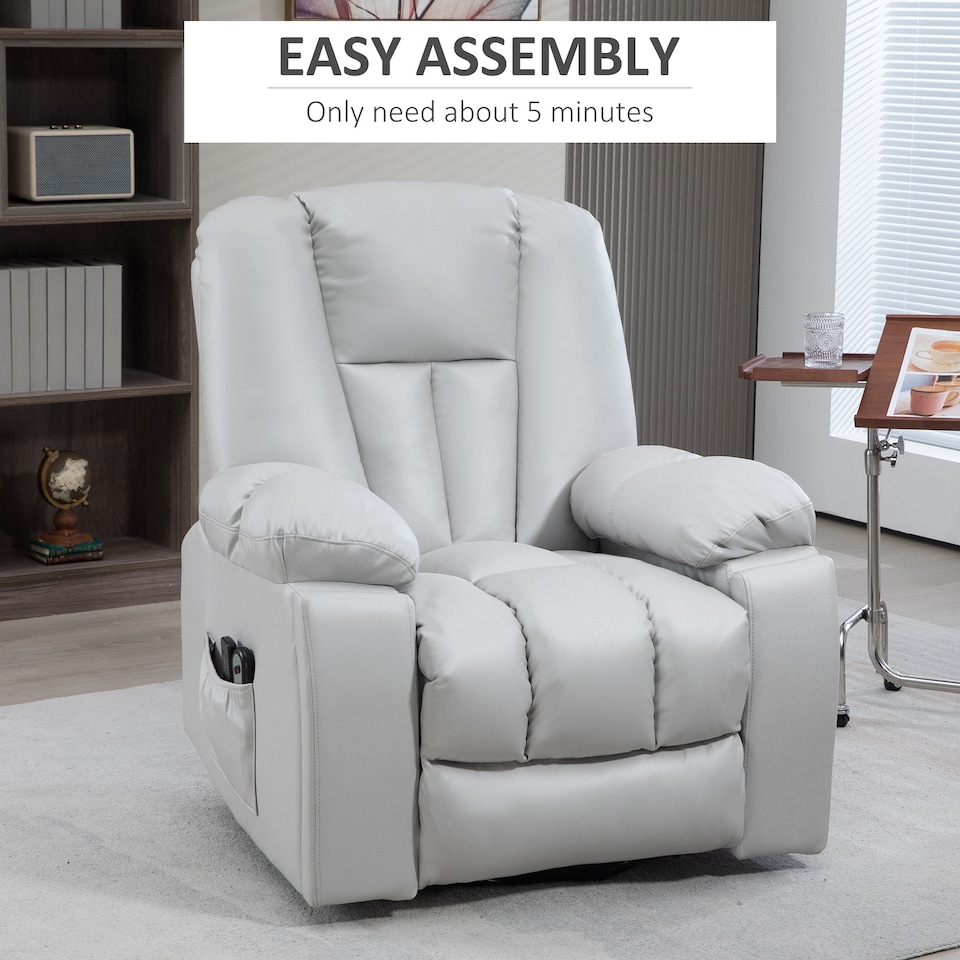 image 1 of HOMCOM Riser and Recliner Chair for Elderly, Quick Assembly, Light Grey
