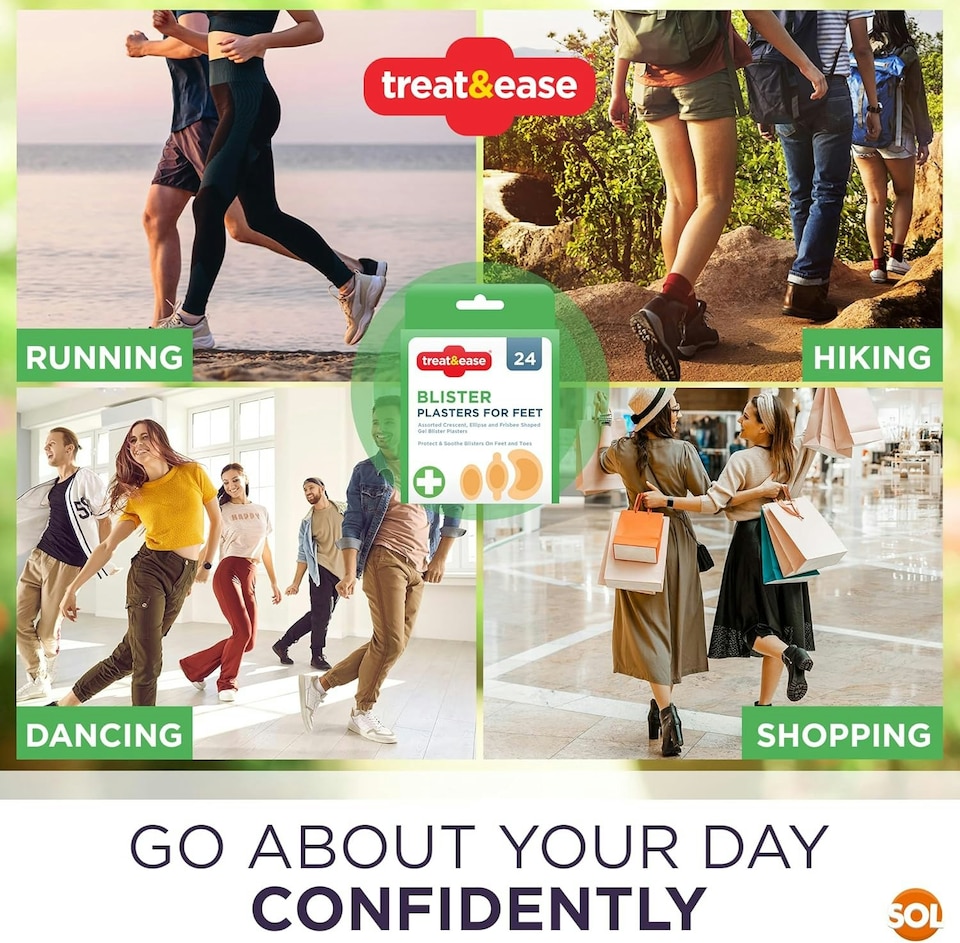 image 1 of SOL 24pk Blister Plasters for Feet - Heel Plasters for Protection