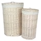 image 1 of Set of 2 Round White Wash Laundry Basket with a White Lining | White | White