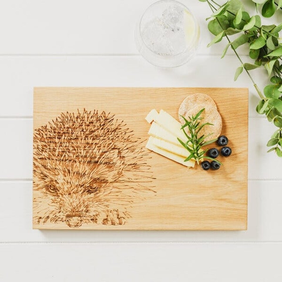 image 1 of The Just Slate Company Hedgehog 30cm Oak Serving Board