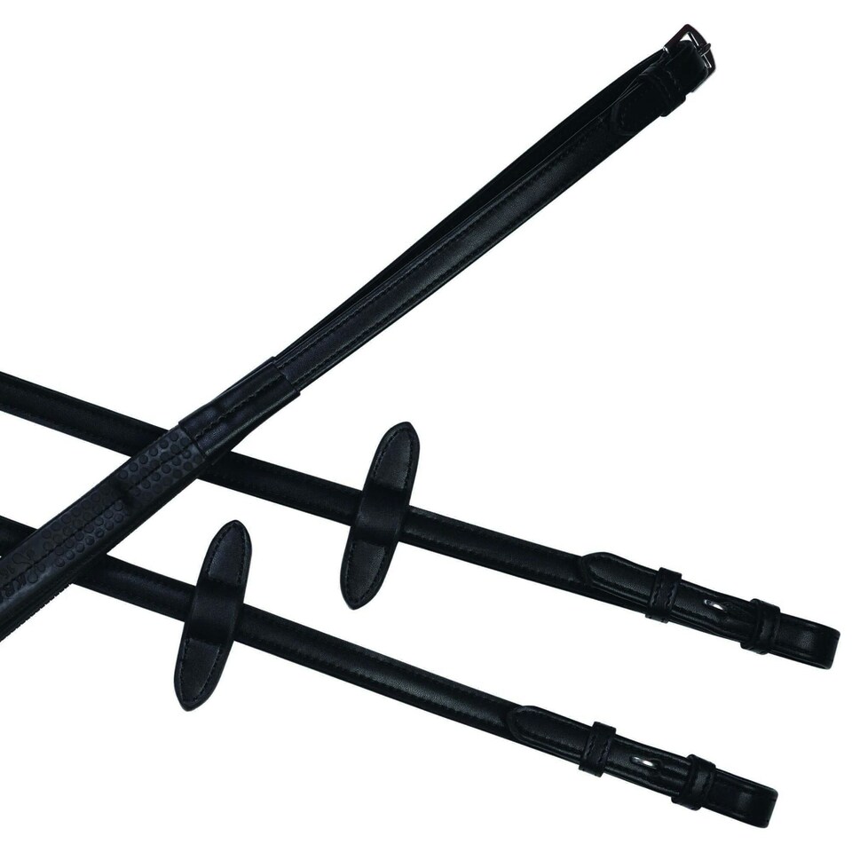 Collegiate Syntovia+ Horse Rubber Reins - Black - 54in