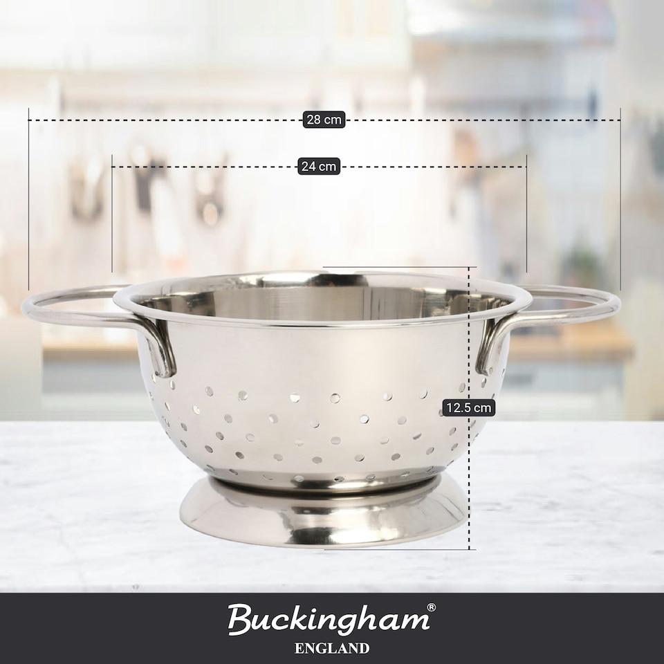 image 1 of Buckingham Hemisphere Colander / Strainer Stainless Steel 4 Litre / 24  cm